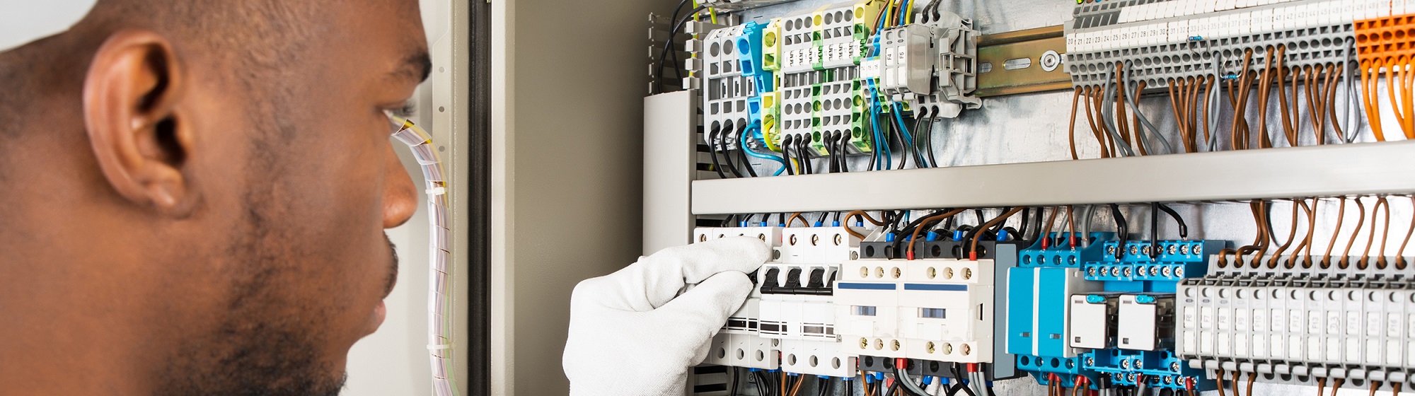 An electrician checking circuits 